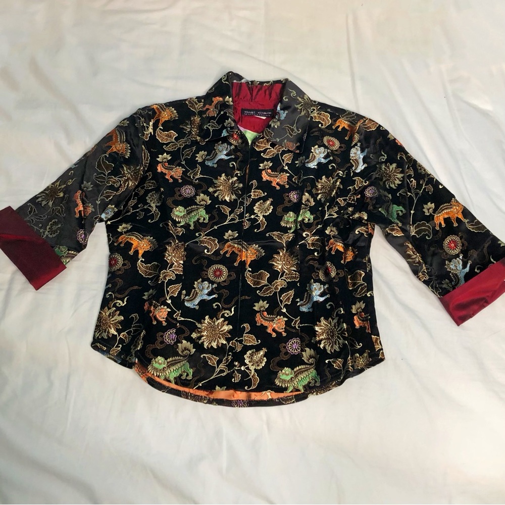 Gigi Clark silk Chinese brocade top